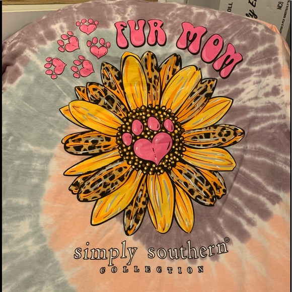 NWT Simply Southern tie dye Sunflower fur mom paw print leopard long sleeve - Picture 1 of 5